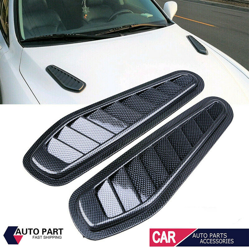 2x Carbon Fiber Car Air Flow Intake Scoop Turbo Bonnet Vent Cover Hood Fender ah