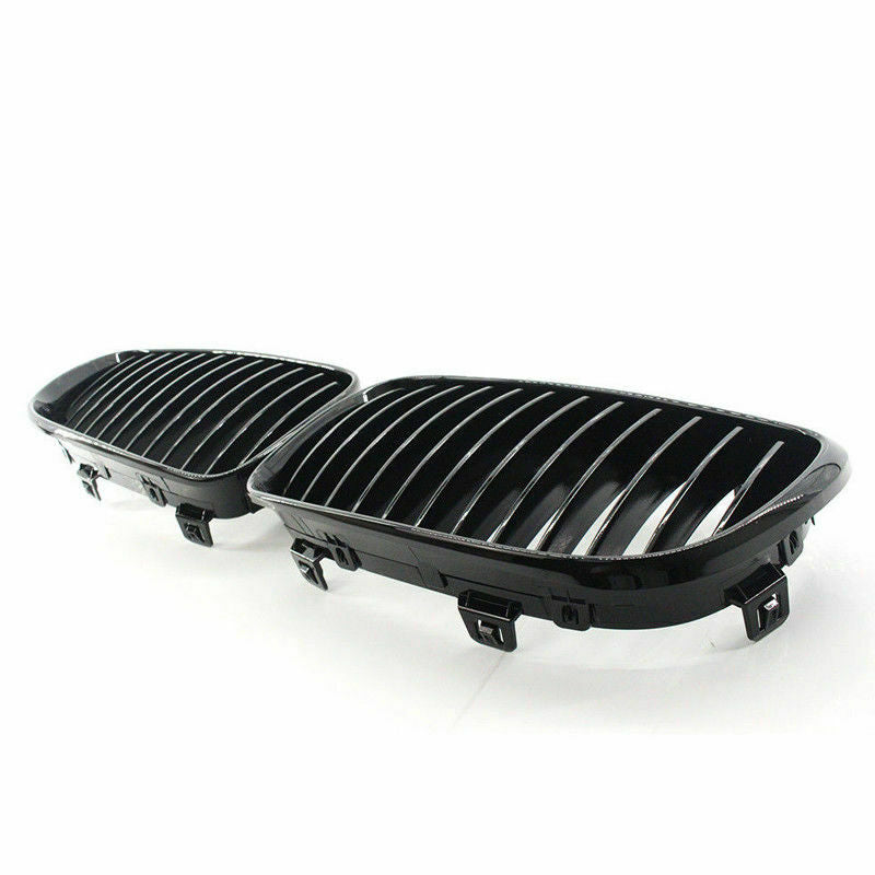2x Gloss Black Front Kidney Grilles Grill For BMW 1-Series E81/E82/E87/E88 08-12