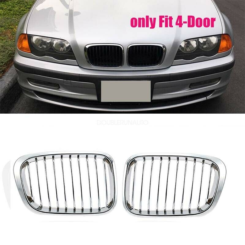 2pcs Chrome Car Grill Grille For BMW E46 4dr 3'Series Pre-facelift Sedan 98-01