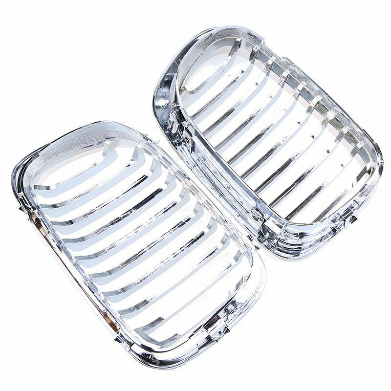 2x Chrome Kidney Grill Grille Bumper For BMW E46 2DR 3 Series 98-01 Pre-facelift