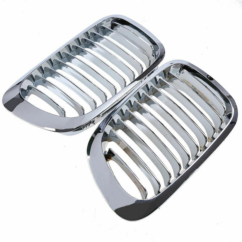 2x Chrome Kidney Grill Grille Bumper For BMW E46 2DR 3 Series 98-01 Pre-facelift