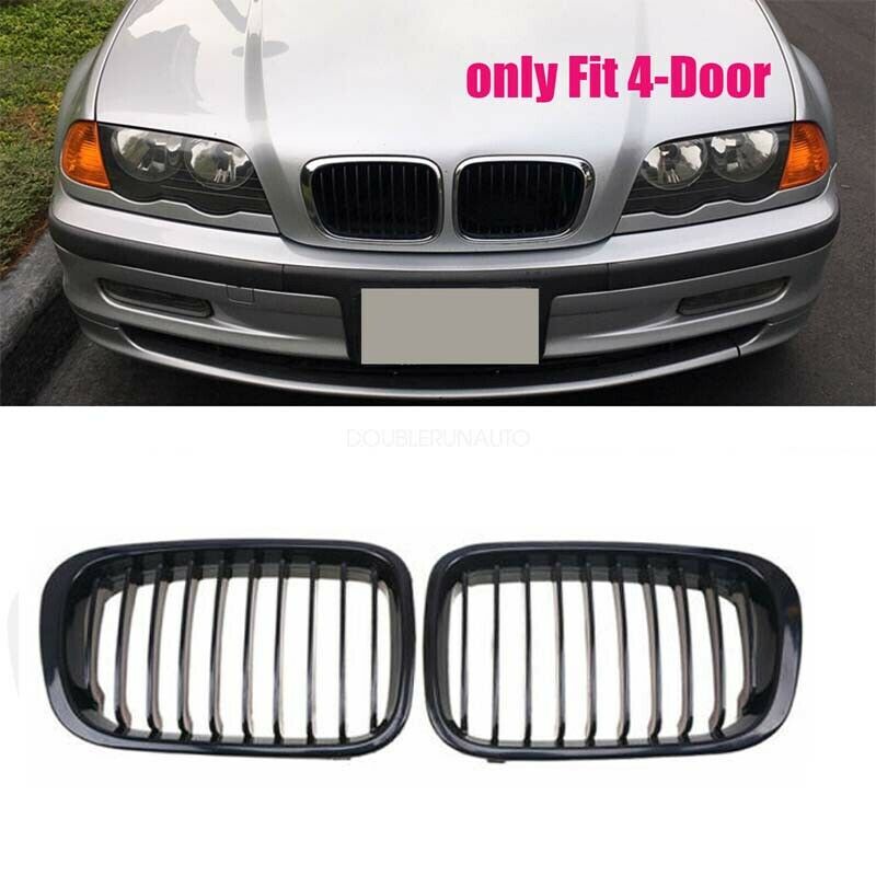 2pcs BLACK Front Grill Grille For BMW E46 Saloon 3 Series 98-01 Pre-facelift