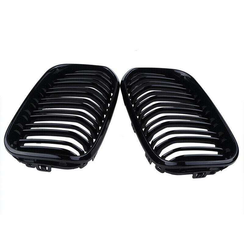2x Gloss Black Kidney Grille Grill For BMW Twin Slats F20 F21 1 Series 2015-2019