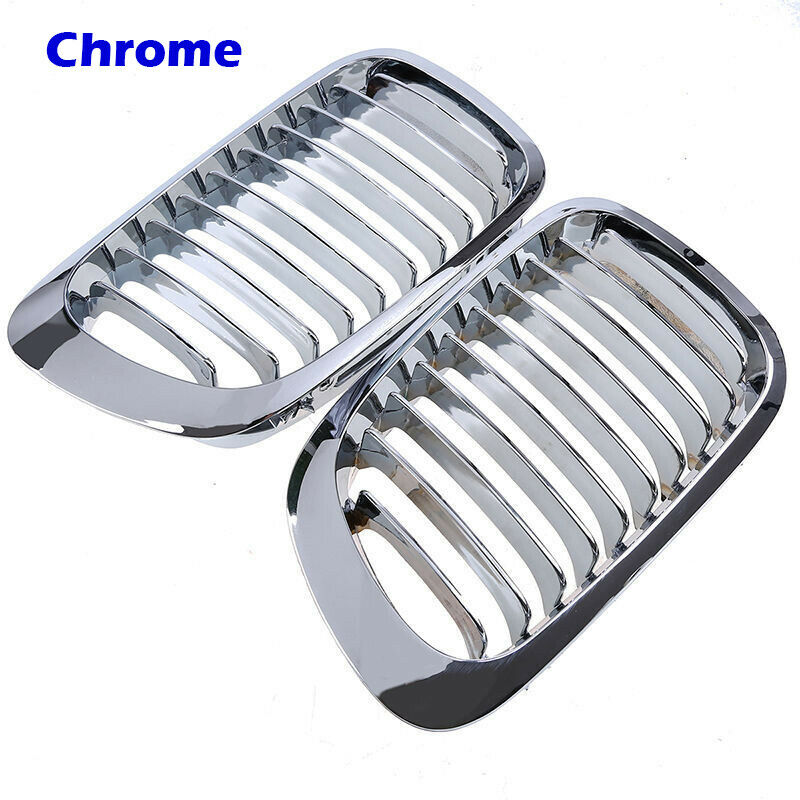 Pair Chrome Kidney Grille for BMW 3 Series E46 Coupe 1998-2001 Pre-facelift
