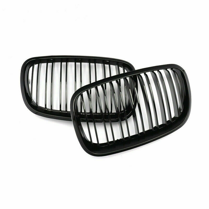 GLOSSY BLACK BUMPER KIDNEY GRILLS GRILLE TWIN SLATS FOR BMW E70 E71 X5 X6 07-13