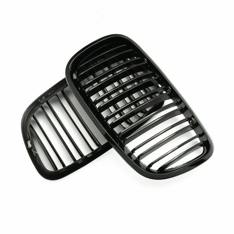 GLOSSY BLACK BUMPER KIDNEY GRILLS GRILLE TWIN SLATS FOR BMW E70 E71 X5 X6 07-13