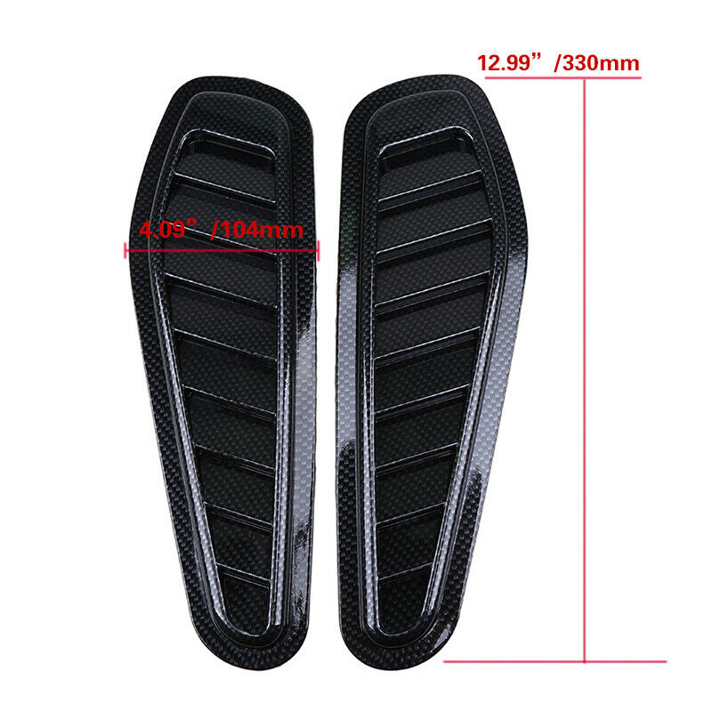 2x Carbon Fiber Car Air Flow Intake Scoop Turbo Bonnet Vent Cover Hood Fender UK