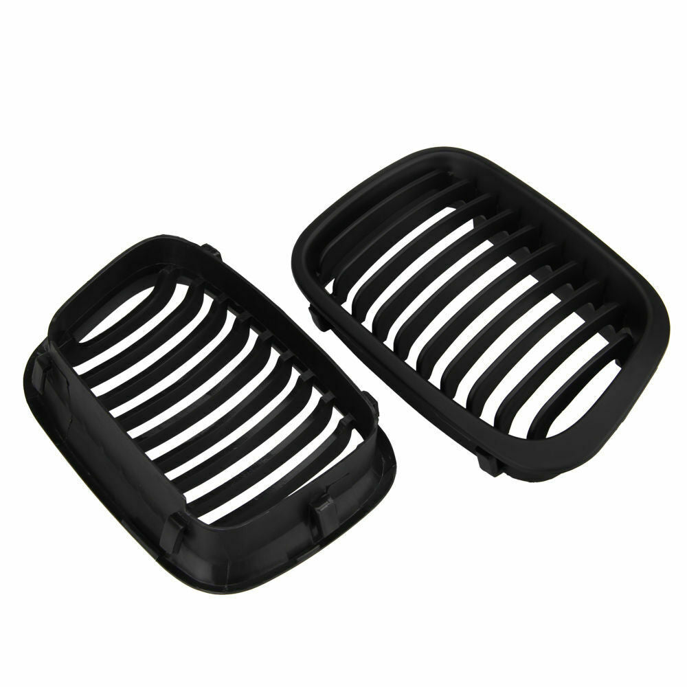 For BMW E46 4dr 98-01 compact Performance Matte Black Front Kidney Grilles Grill