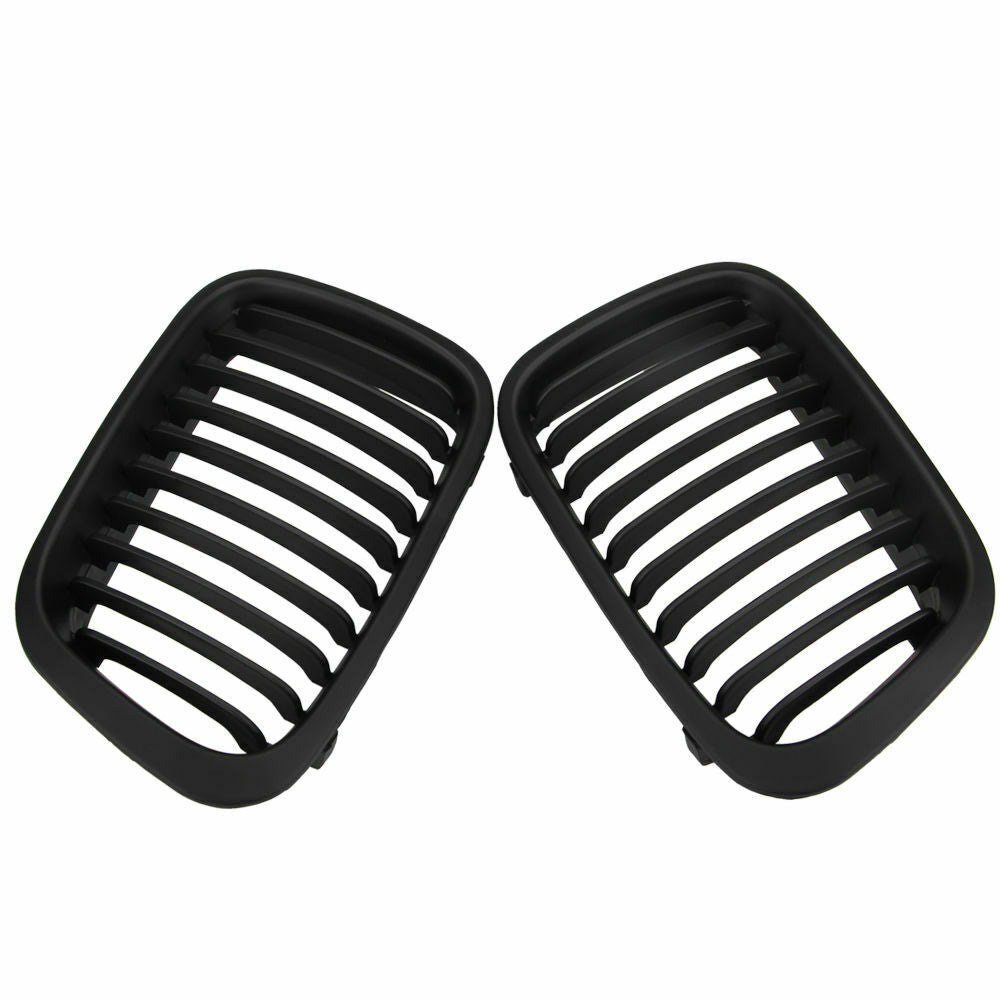 For BMW E46 4dr 98-01 compact Performance Matte Black Front Kidney Grilles Grill