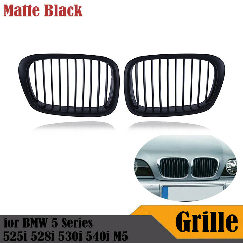 For BMW 97-03 E39 525i 528i 530i 540i M5 Matte Black Front Hood Kidney Grille