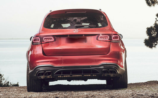MERCEDES GLC CLASS X253 GLC63 AMG STYLE MATTE BLACK REAR DIFFUSER AND TIPS 16+