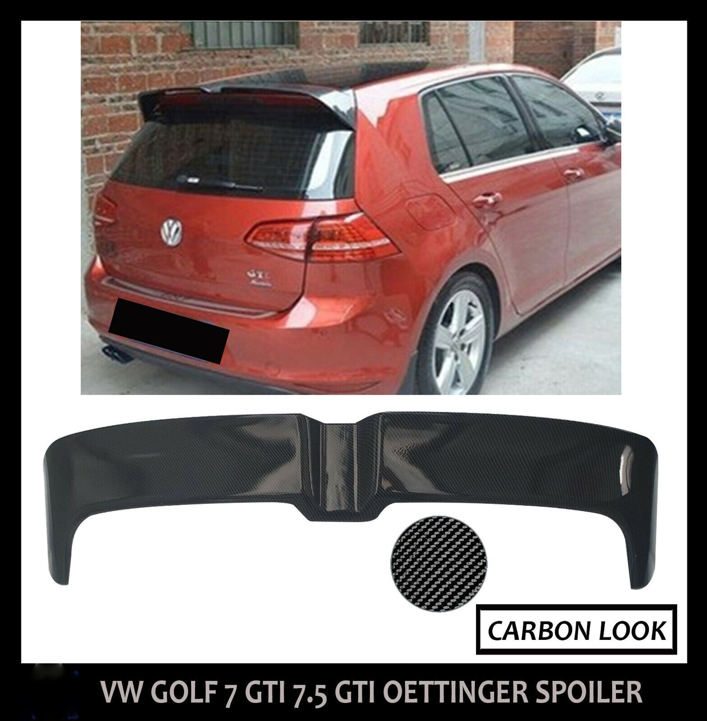 VW GOLF MK7 7.5 GTI GTD R ROOF SPOILER OTG CARBON FIBRE LOOK