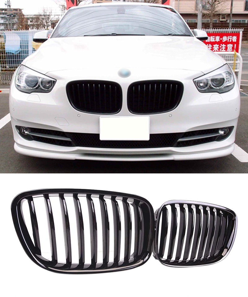 BMW 5 SERIES GT F07 M PERFORMANCE LOOK GLOSS BLACK FRONT KIDNEY GRILLES GRILLS