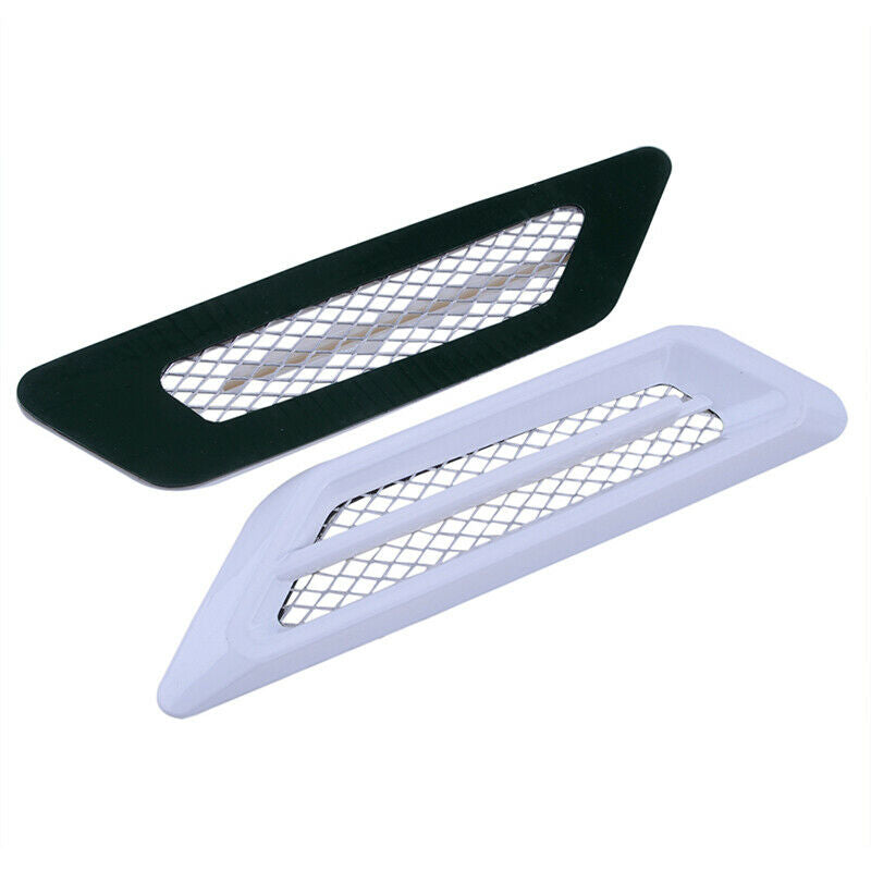2x Car White Decor Air Flow Intake Scoop Bonnet Side Fender Vent Hood Universal