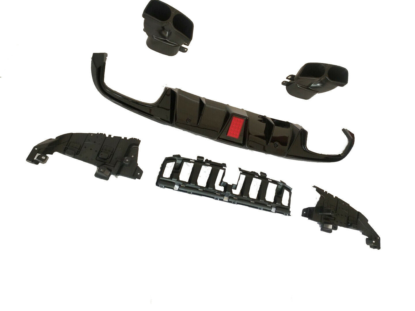 MERCEDES C CLASS W205 C63 LOOK REAR DIFFUSER VALANCE WITH TAILPIPE BLACK