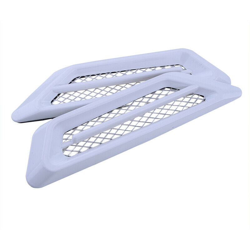 2x Car White Decor Air Flow Intake Scoop Bonnet Side Fender Vent Hood Universal
