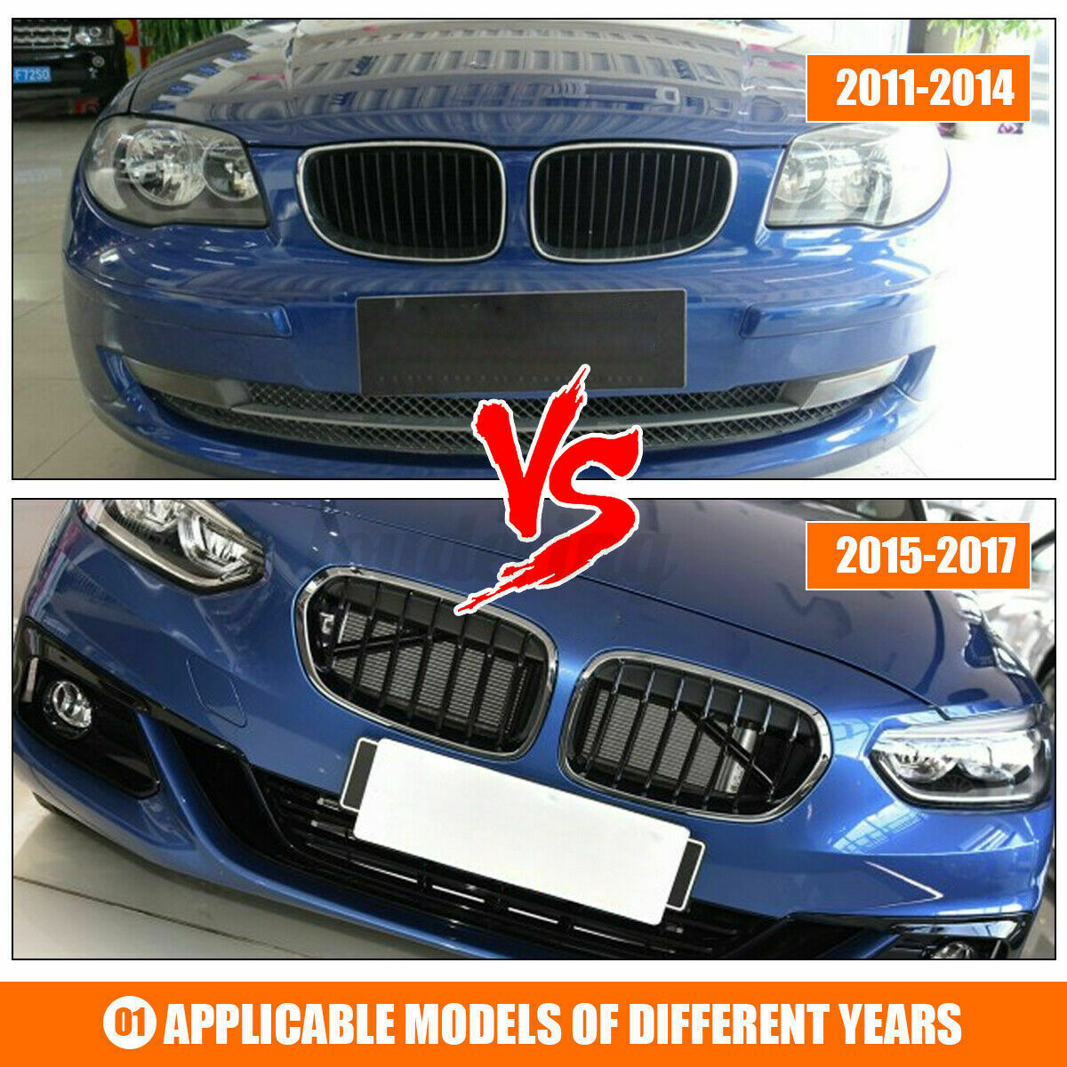 Pair Gloss Black Kidney Grille Grill Fit For BMW F20 F21 1 Series 2015-2018 UK