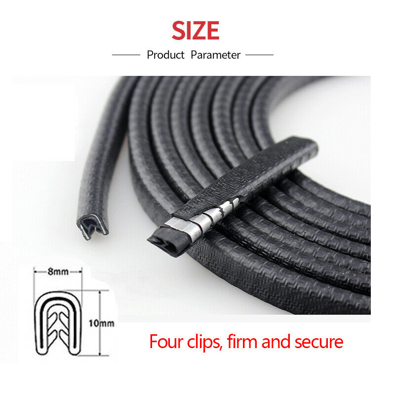 UK 4.5m Car Door Boot Edge Protectors Strip Trim U-shape Guard Seal Rubber Black