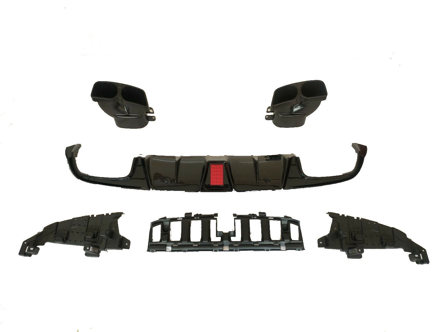 MERCEDES C CLASS W205 C63 LOOK REAR DIFFUSER VALANCE WITH TAILPIPE BLACK
