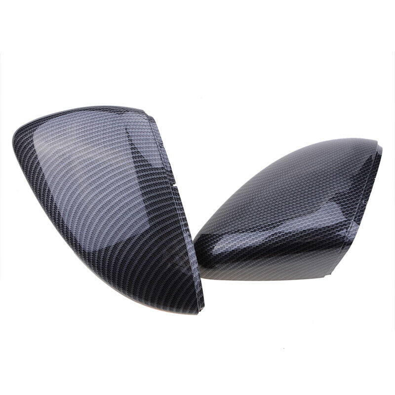 Pair Carbon Fiber Wing Mirror Cover Cap Casing For VW Golf Mk7 Mk7.5 R GTI 14-18
