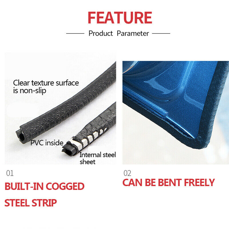 UK 4.5m Car Door Boot Edge Protectors Strip Trim U-shape Guard Seal Rubber Black