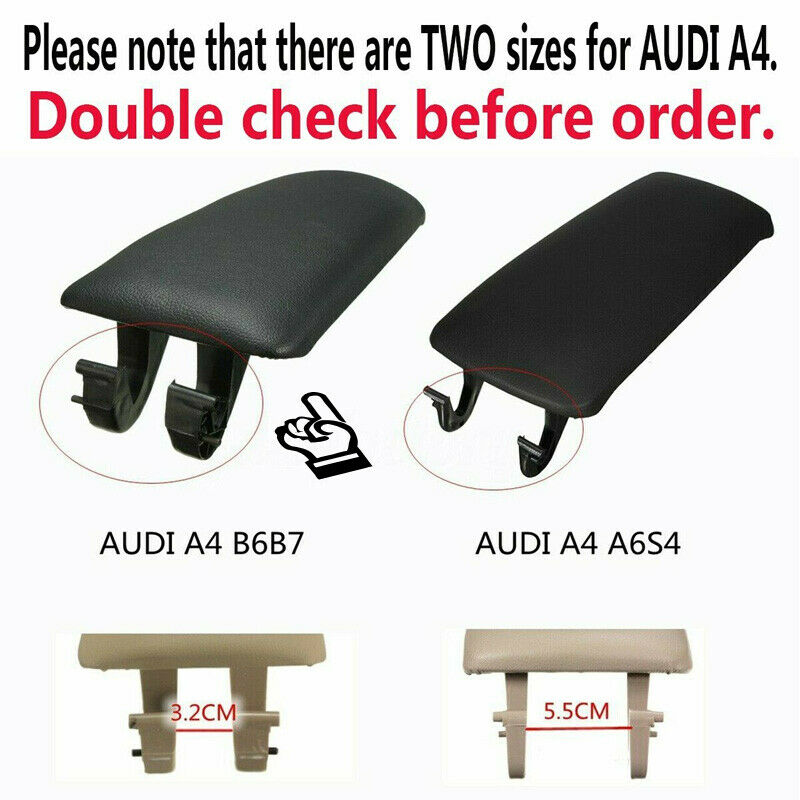 For Audi A4 B6 B7 01-08 Leather Center Console Armrest Lid Cover Black Leather