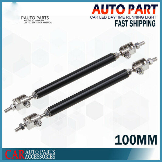 100mm Universal Adjustable Bumper Lip Splitter Rod Strut Bar Support Front Black
