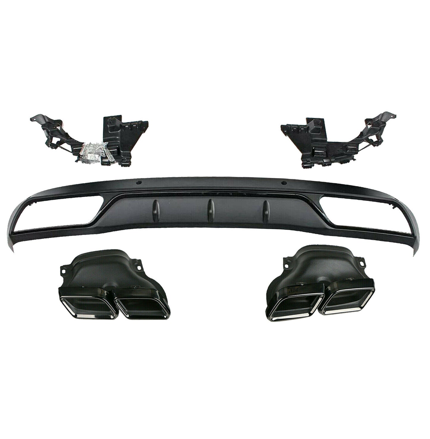 MERCEDES C CLASS W205 C63 LOOK REAR DIFFUSER VALANCE WITH TAILPIPE BLACK