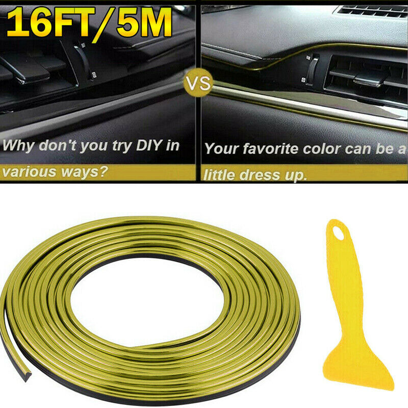 5M Gold Car Auto Interior Exterior Decoration Moulding Trim Strip Line + Tool ah