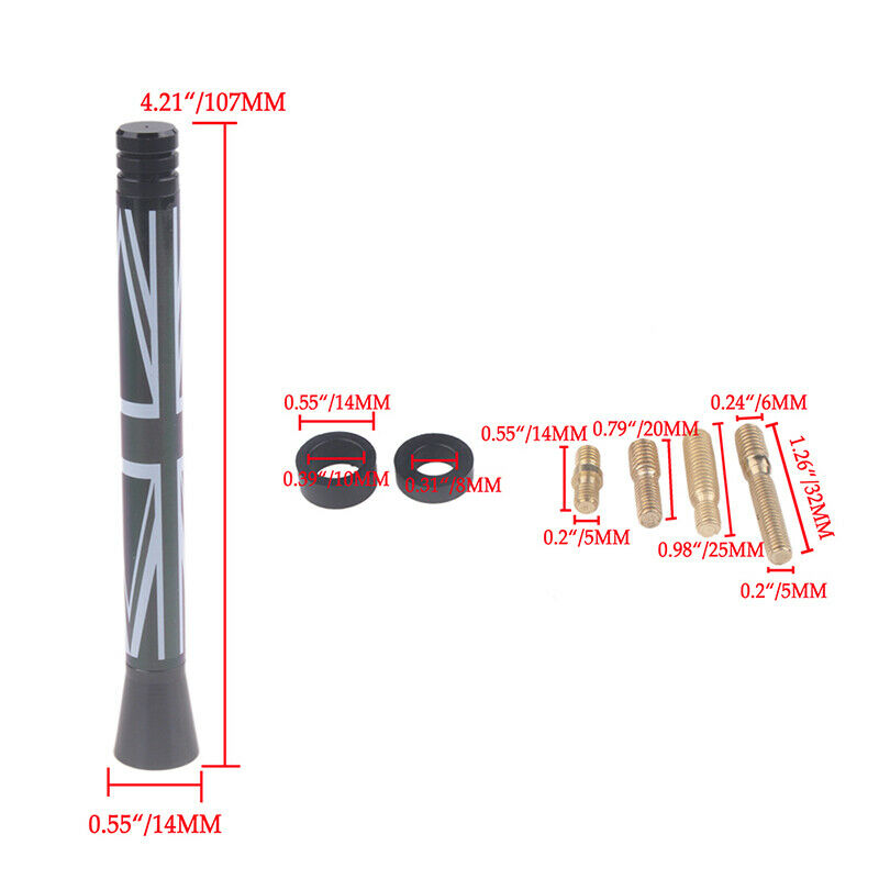 UK Flag Car Aerial Bee Mast Antenna Ariel Radio AM FM Roof For Mini Cooper NEW 1