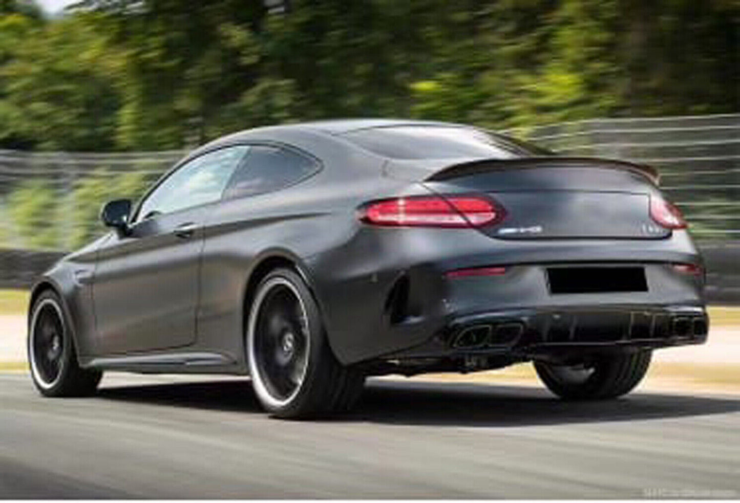MERCEDES C CLASS A205 C205 COUPE AMG C63 S STYLE REAR DIFFUSER + BLACK TAILPIPES