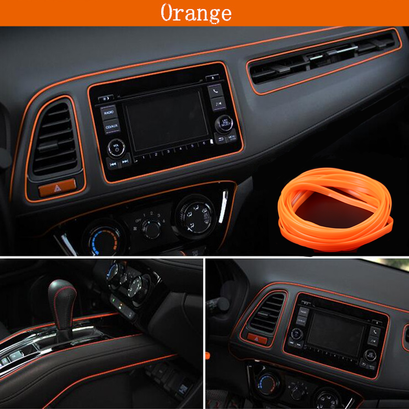 5M Orange Car Bike Grille Interior Decoration Chrome Moulding Trim Strip Door