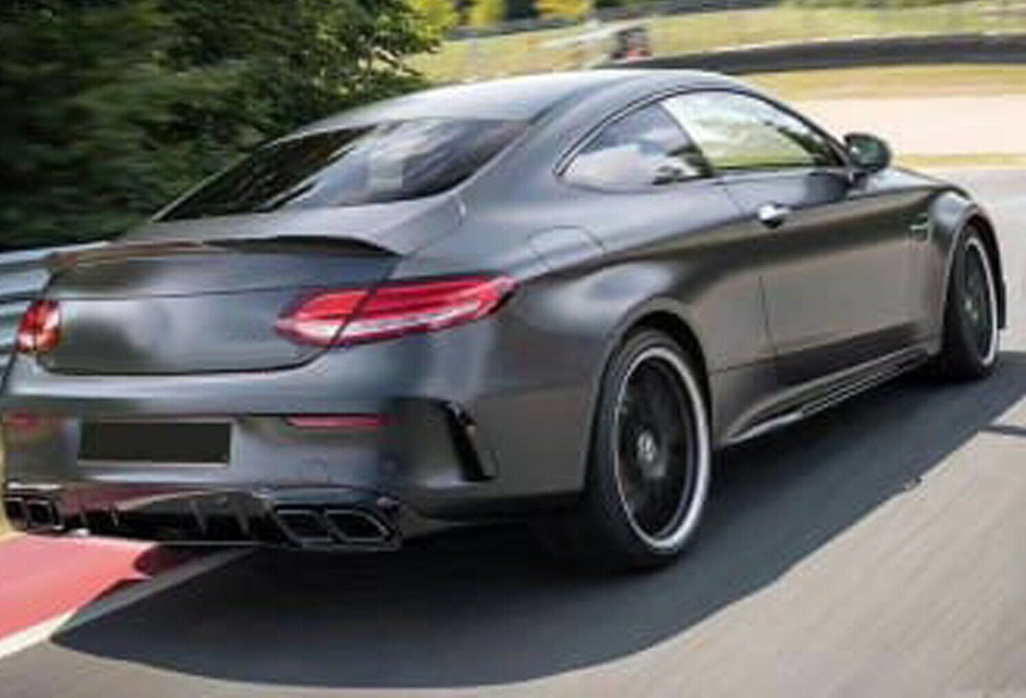 MERCEDES C CLASS A205 C205 COUPE AMG C63 S STYLE REAR DIFFUSER + BLACK TAILPIPES