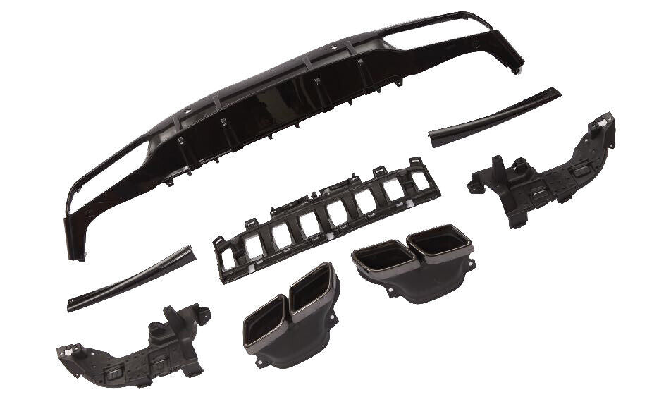 MERCEDES C CLASS A205 C205 COUPE AMG C63 S STYLE REAR DIFFUSER + BLACK TAILPIPES