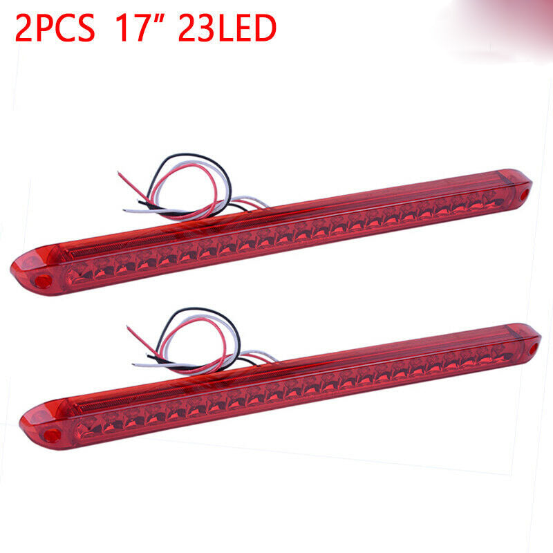 UK 2PCS Red 23LED Light Bar Stop Turn Tail 3rd brake Light Truck Trailer 17"