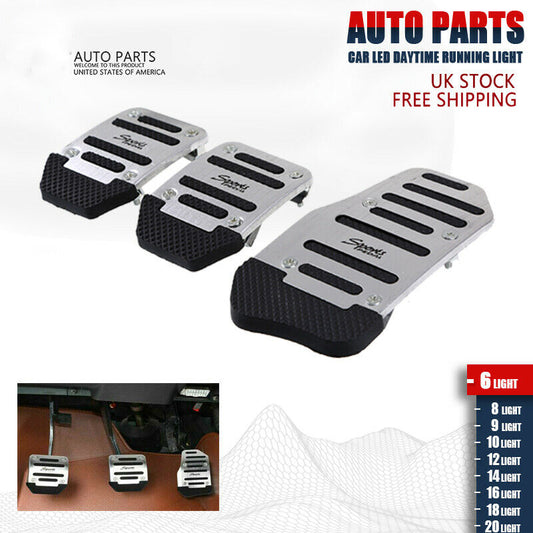 3x Non Slip Car Pedal Cover Silver Brake Clutch Accelerator Manual Transmission
