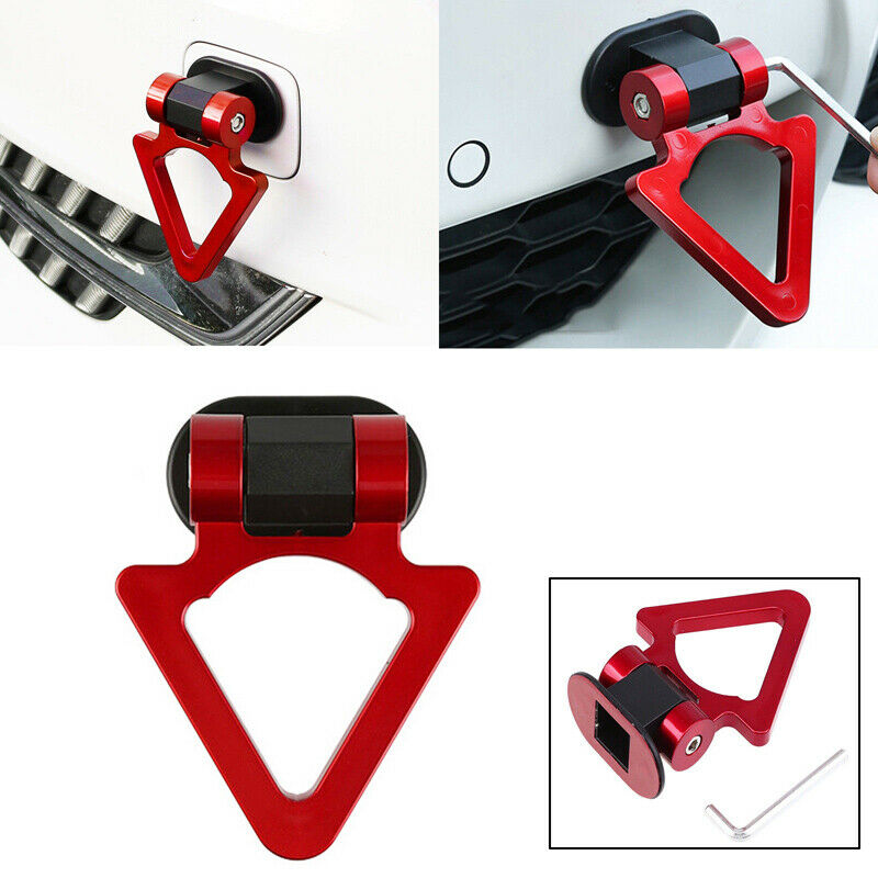 1pcs Triangle Red High-Strength Racing Car Tow Strap Front Rear Bumper Hook SUV