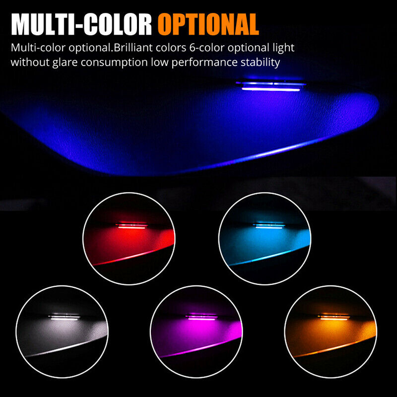 4pcs Car Door Bowl Handle LED Ambient Atmosphere Light Interior Accessory Pink