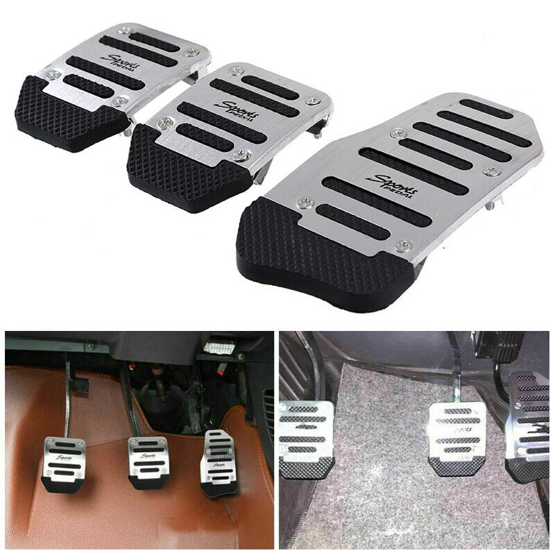 3x Non Slip Car Pedal Cover Silver Brake Clutch Accelerator Manual Transmission