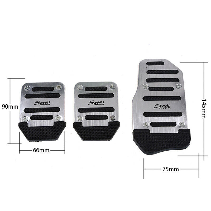3x Non Slip Car Pedal Cover Silver Brake Clutch Accelerator Manual Transmission