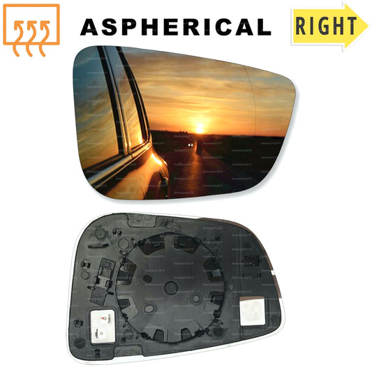 Right Driver side wing mirror glass for BMW 5 Series 2017-22 wide angle heated