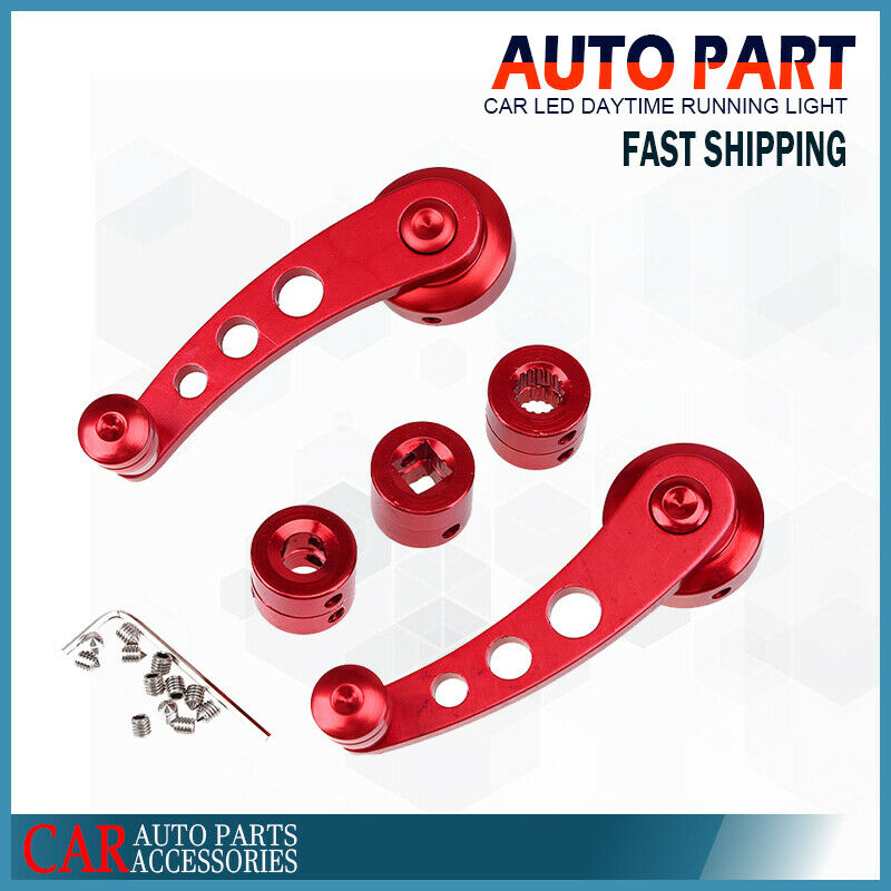 Red Aluminum Car Window/Door/Winder Crank Handles Alloy Universal Fit Racing UK