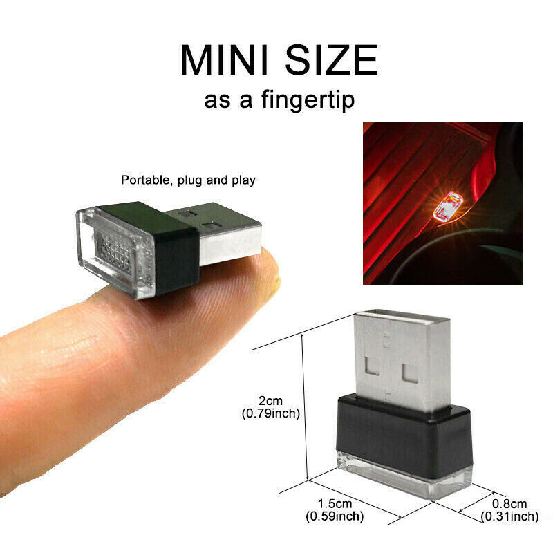 7 Colours Mini USB LED Wireless Lamp Car Atmosphere Light Colorful Accessories