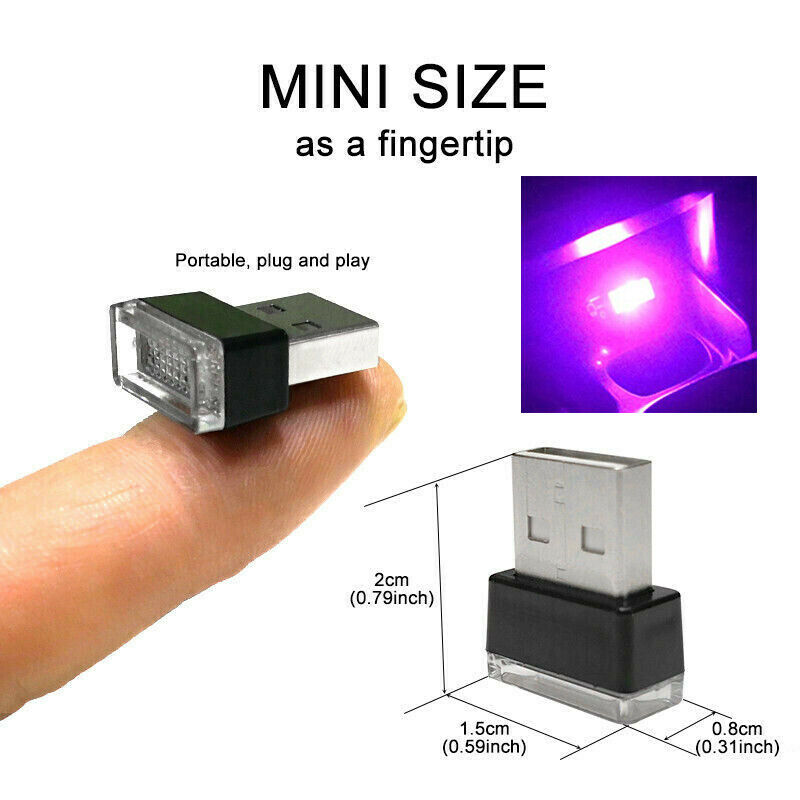 7 Colours Mini USB LED Wireless Lamp Car Atmosphere Light Colorful Accessories