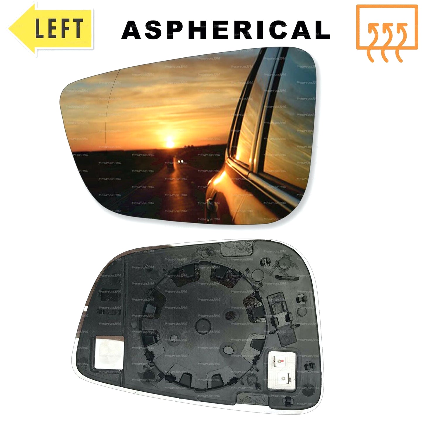 Left passenger side wing mirror glass for BMW 5 Series 2017-22 wide angle heated