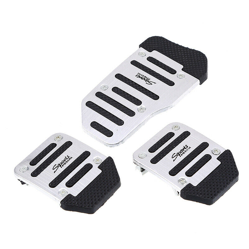 3x Non Slip Car Pedal Cover Silver Brake Clutch Accelerator Manual Transmission