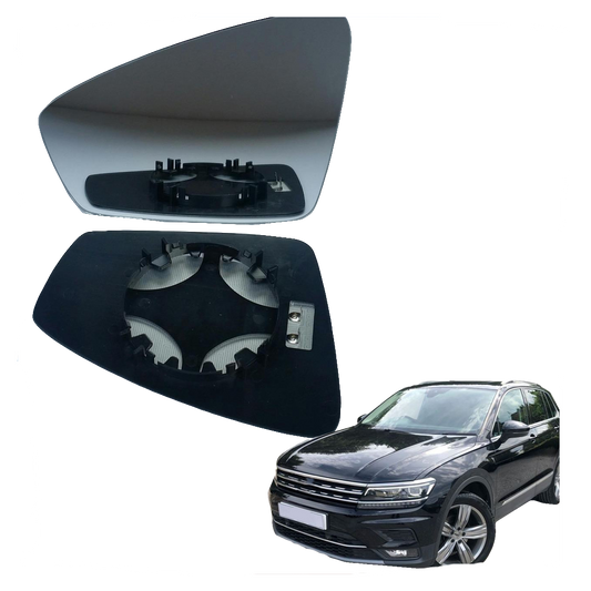 Left passenger side wing mirror glass for VW Tiguan 2016-2022 heated