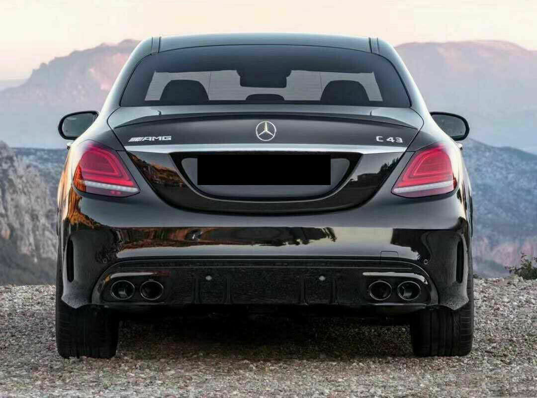 MERCEDES C CLASS W205 SALOON ESTATE AMG C43 STYLE REAR DIFFUSER FACELIFT 2019+