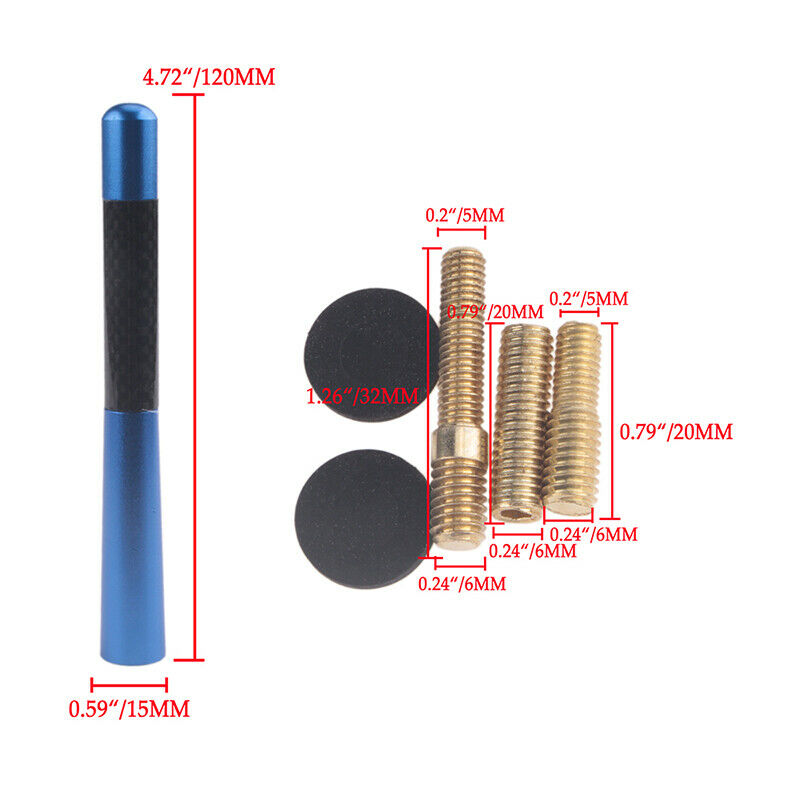 Universal Car Bee-sting Stubby Blue Carbon Fibre Aerial Ariel Arial AMFM 12cm