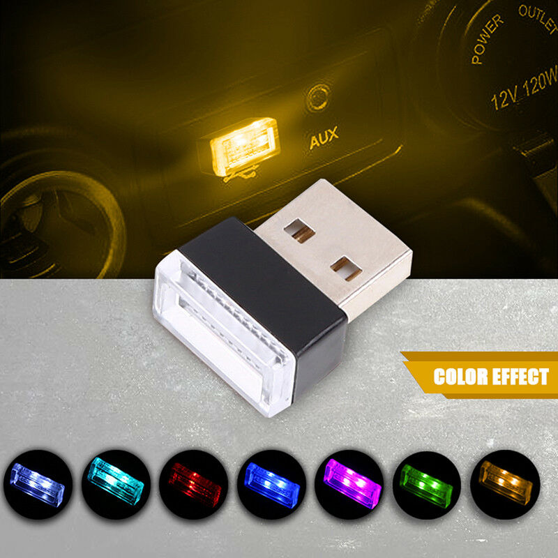 7 Colours Mini USB LED Wireless Lamp Car Atmosphere Light Colorful Accessories